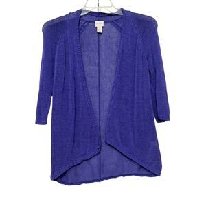 Chico's Blue 3/4 Sleeve Open-Front Cardigan, Size 0